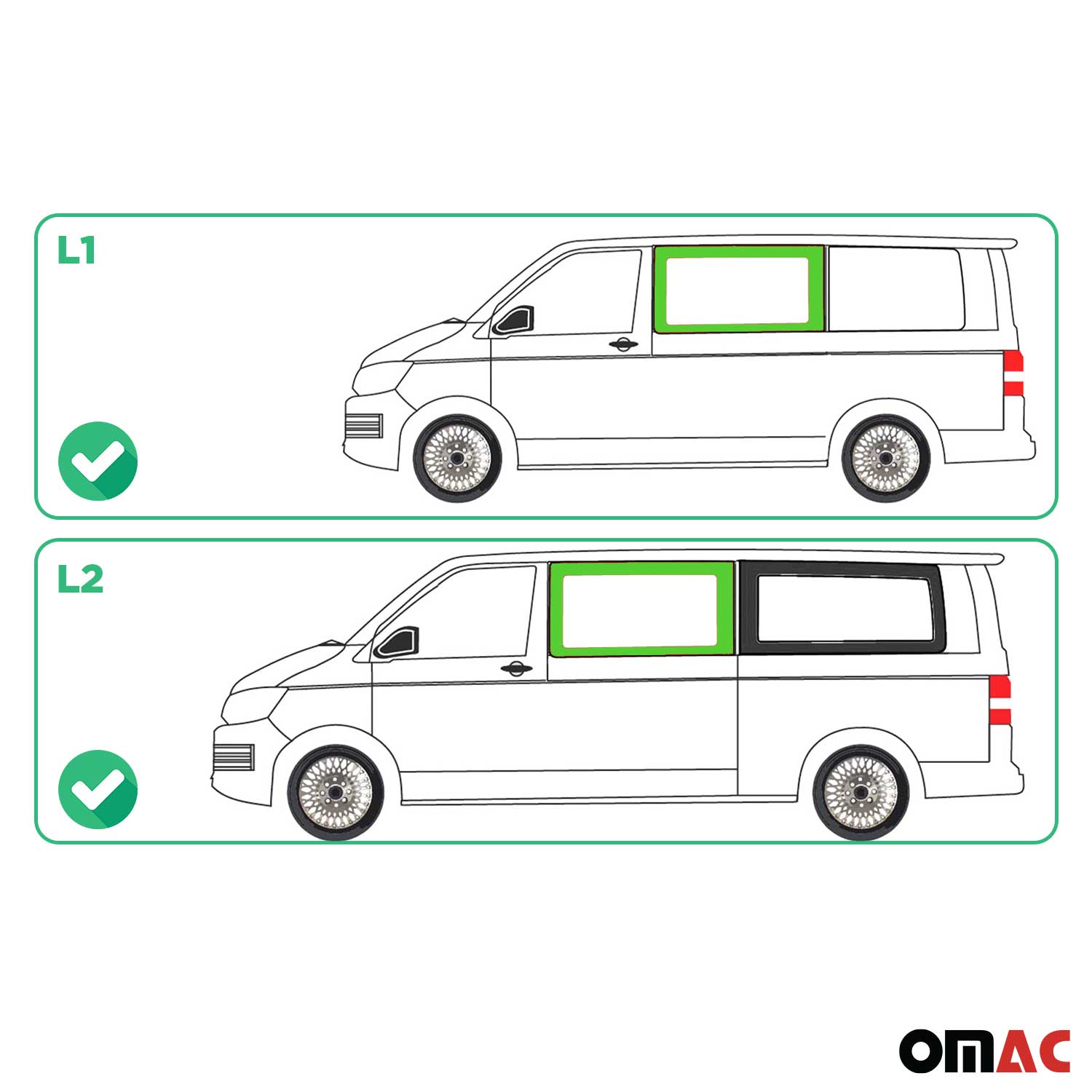 Seitenfenster Auto Seitenscheibe für VW T5 2003-2015 Links Schwarz L1 L2