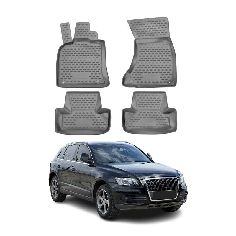 OMAC Gummimatten Fußmatten für Audi Q5 8RB 2008-2017 TPE Automatten Grau 4x