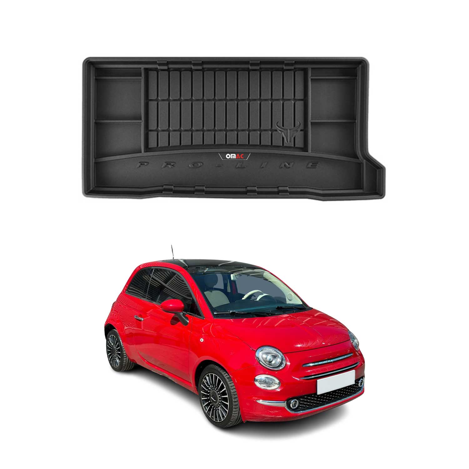 OMAC Gummi Kofferraumwanne für Fiat 500 / 500C 2007-24 TPE Laderaumwanne Schwarz