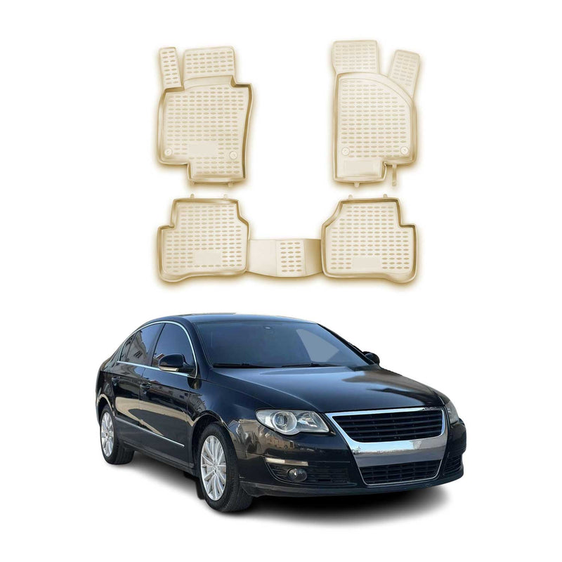 OMAC Gummimatten Fußmatten für VW Passat 2005-2011 TPE Automatten Beige 4x