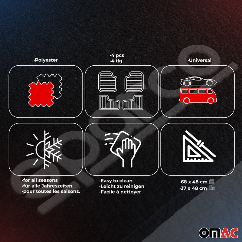 SPARCO Fußmatten Automatten Universal Blau Linie Autoteppich Alwettermatten 4x
