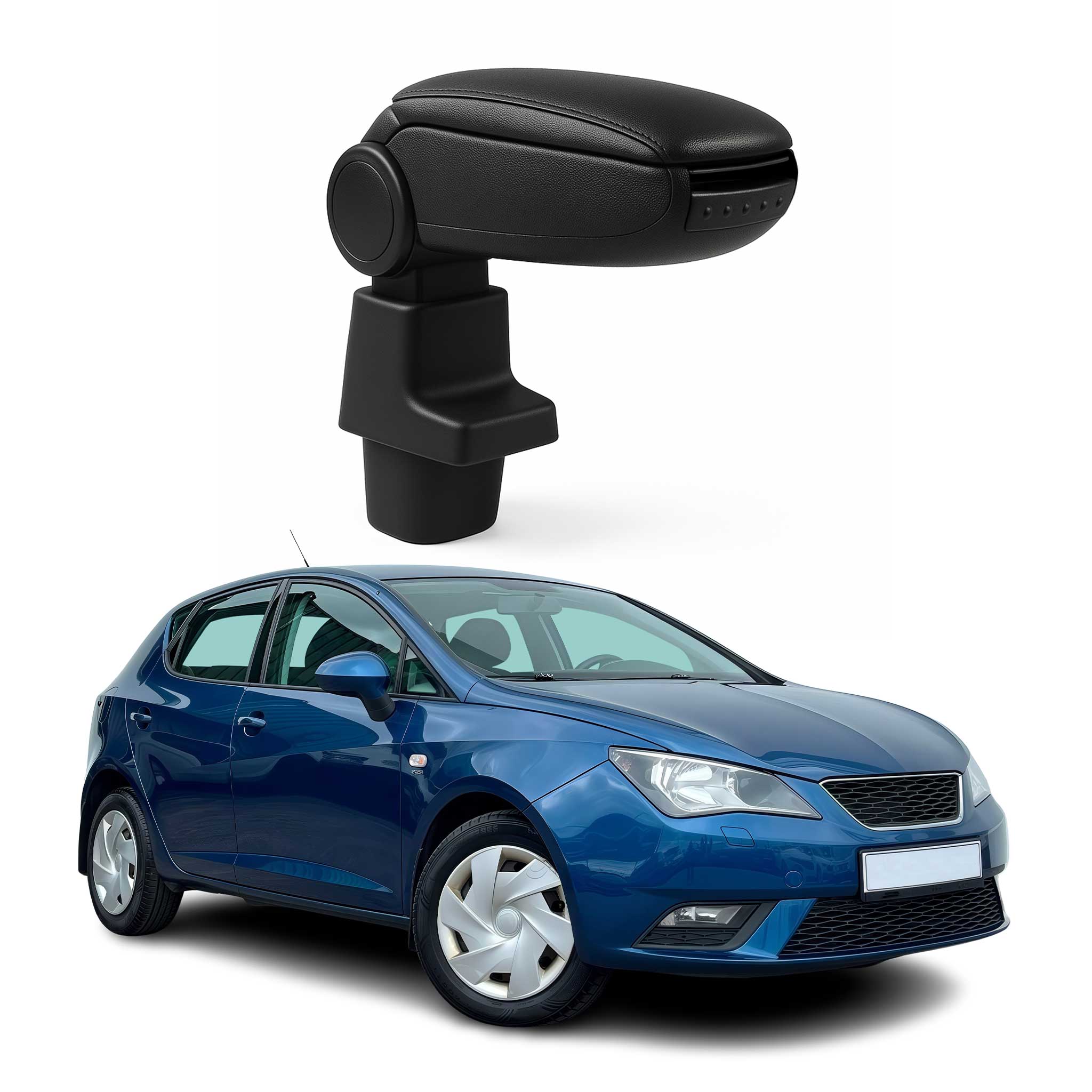 Mittelarmlehne Armlehne Mittelkonsole für Seat Ibiza 2008-2017 PU-Leder Schwarz