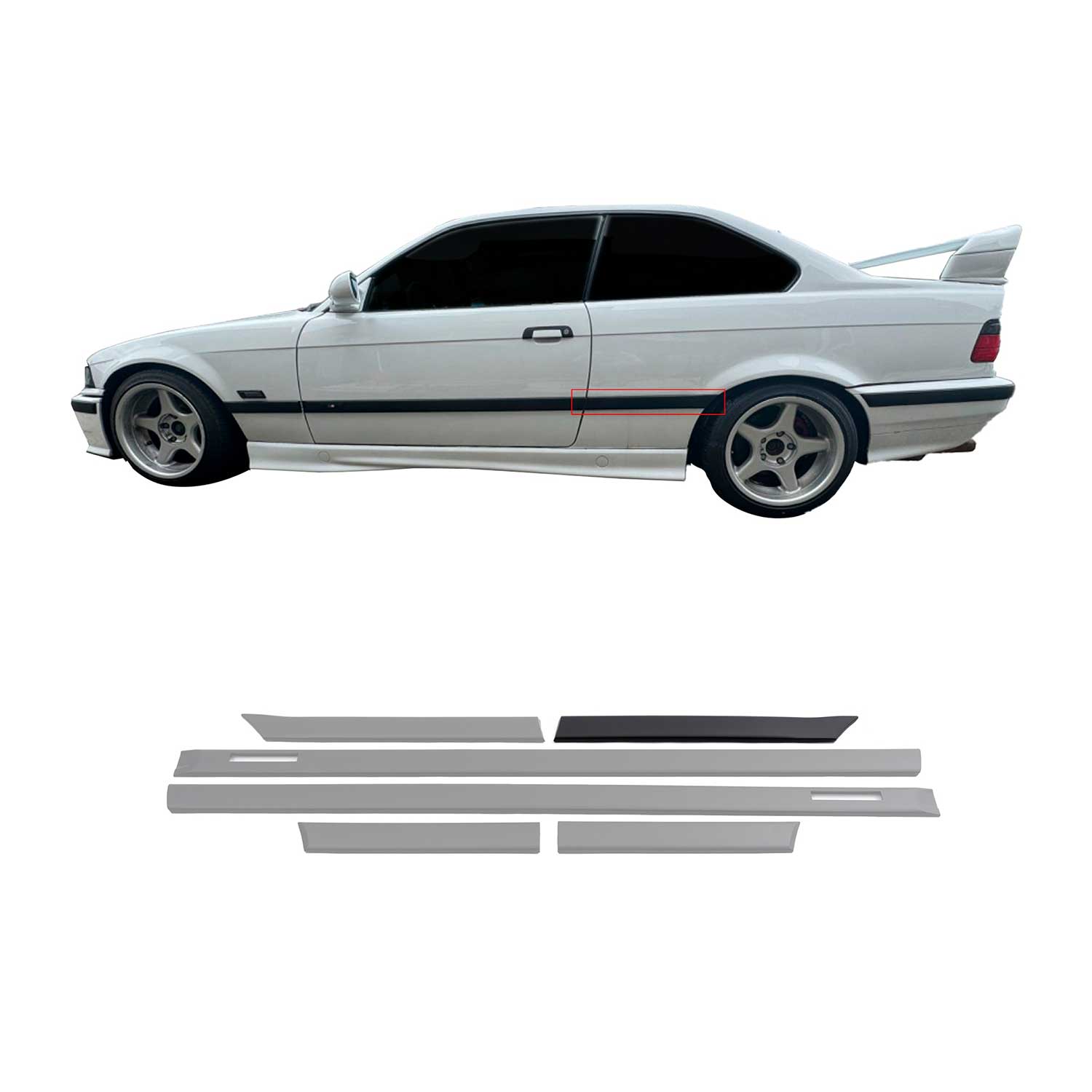 JOM Seitenleisten Türleisten für BMW 3er E36 Coupe Cabrio schwarz 6tlg