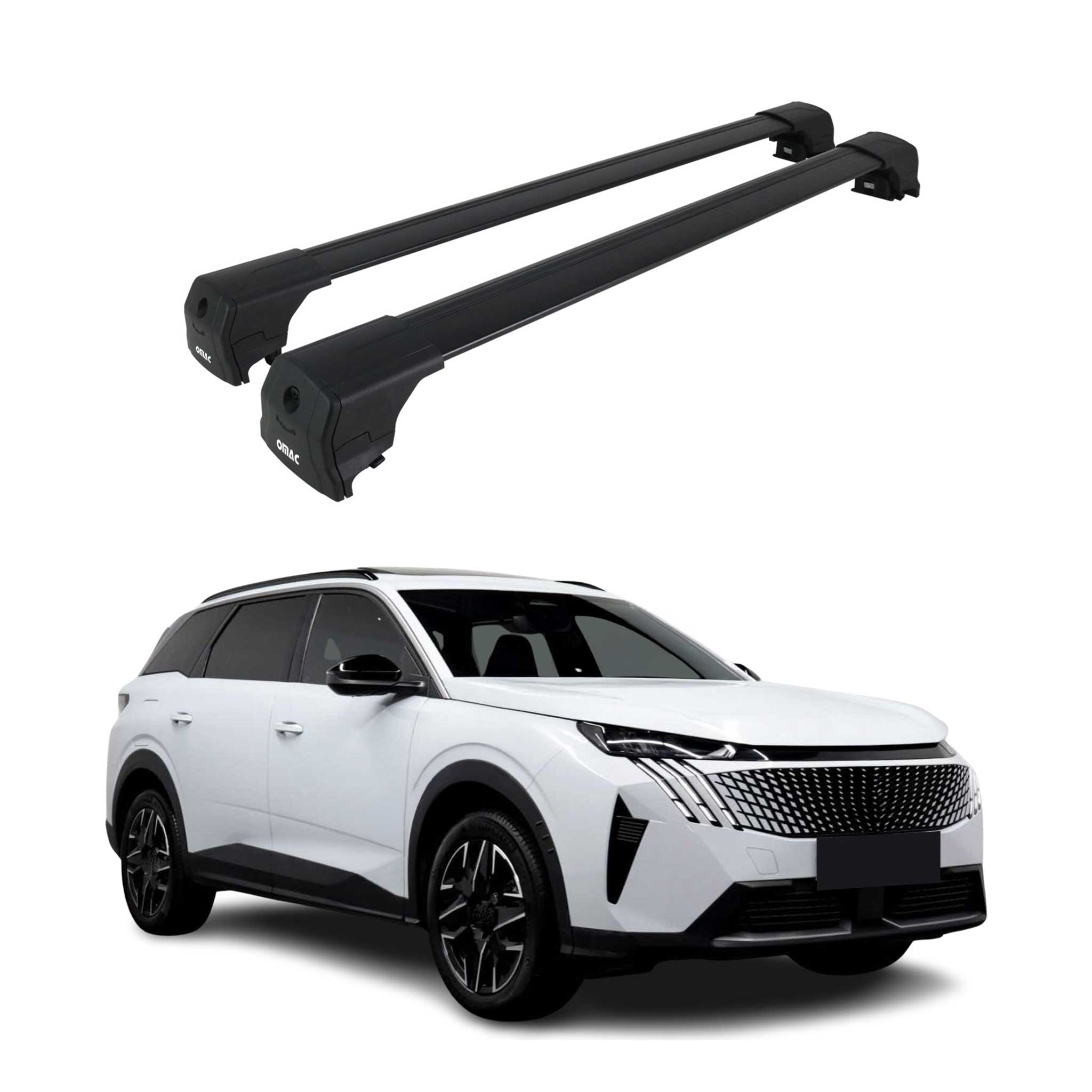 Dachträger Grundträger für Peugeot 5008 2024-2026 Schwarz Alu 2 tlg