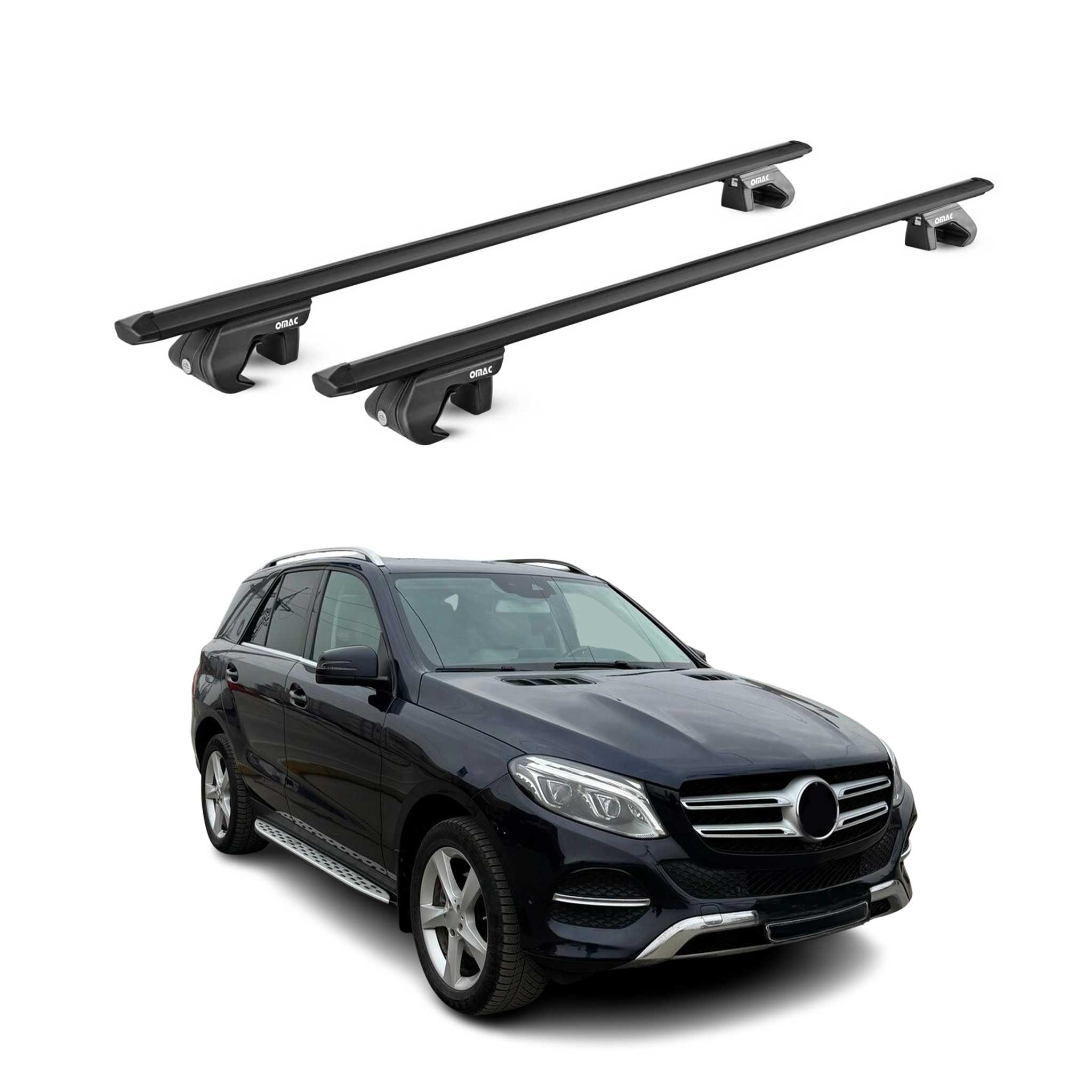 Dachträger Grundtäger für Mercedes GLE W166 2015-2019 90kg Alu Schwarz 2 tlg ABE