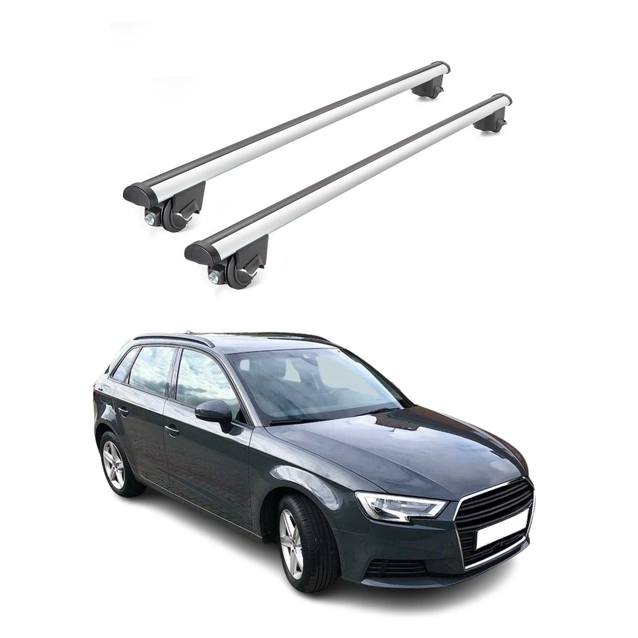 Dachträger Grundtäger für Audi A3 Sportback 2012-2020 100kg Alu Silber 2 tlg ABE