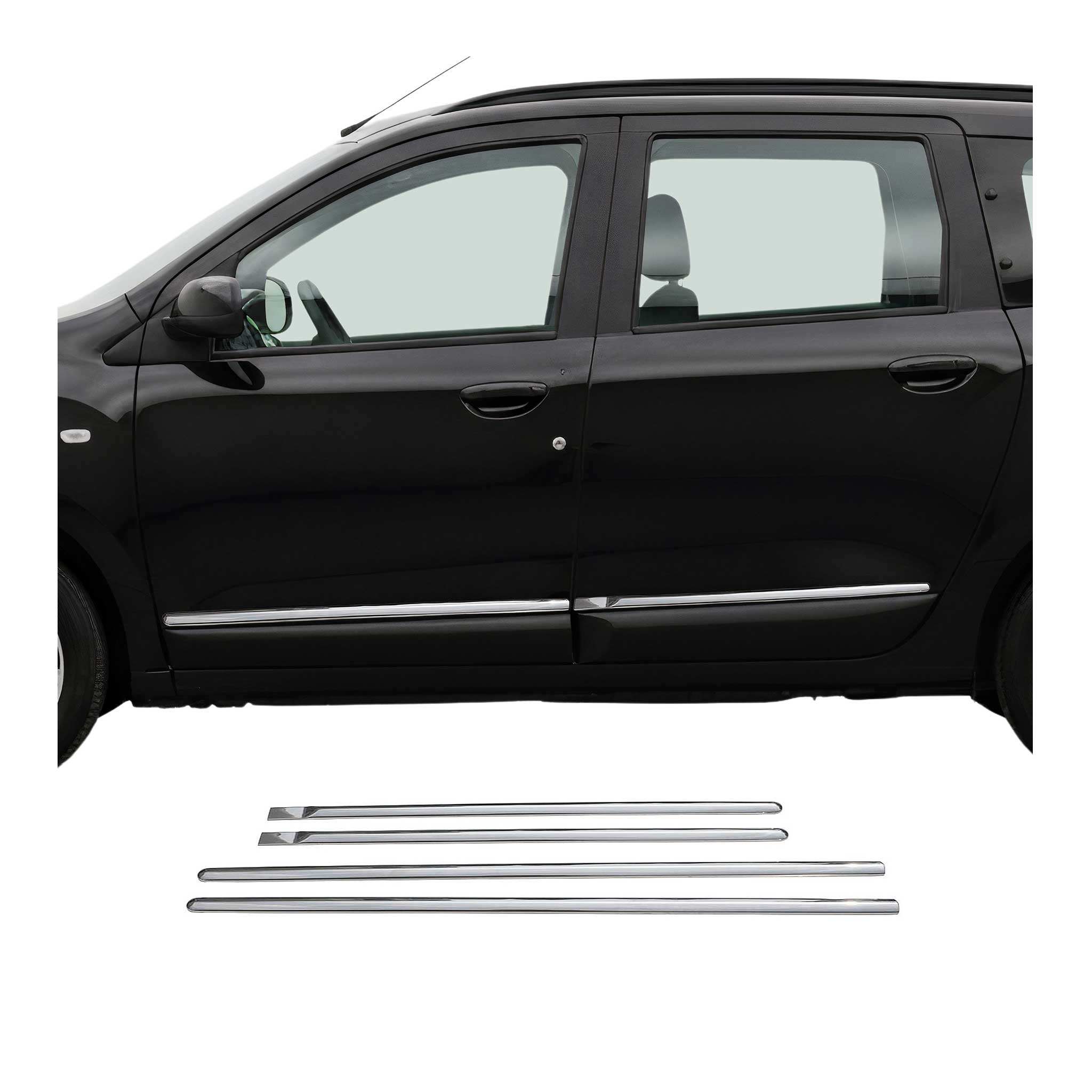 Seitentürleiste Türleisten Türschutzleisten für Dacia Lodgy Edelstahl Chrom 4x