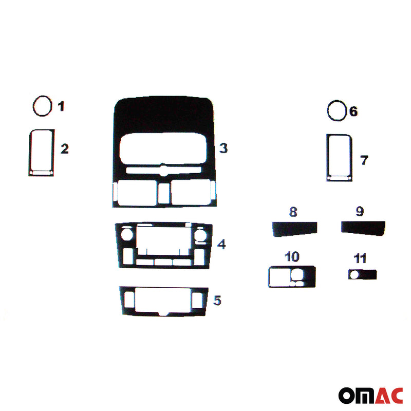 Innenraum Dekor Cockpit für Toyota Avensis 2003-2008 Piano Schwarz Optik 11tlg