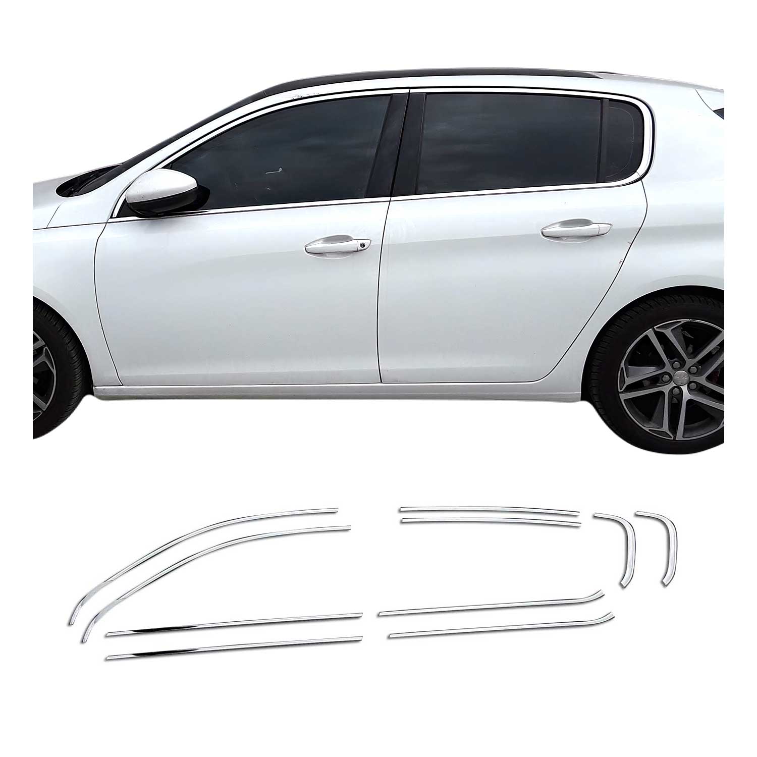 Fensterleisten Zierleisten für Peugeot 308 2013-2021 Edelstahl Chrom 10tlg