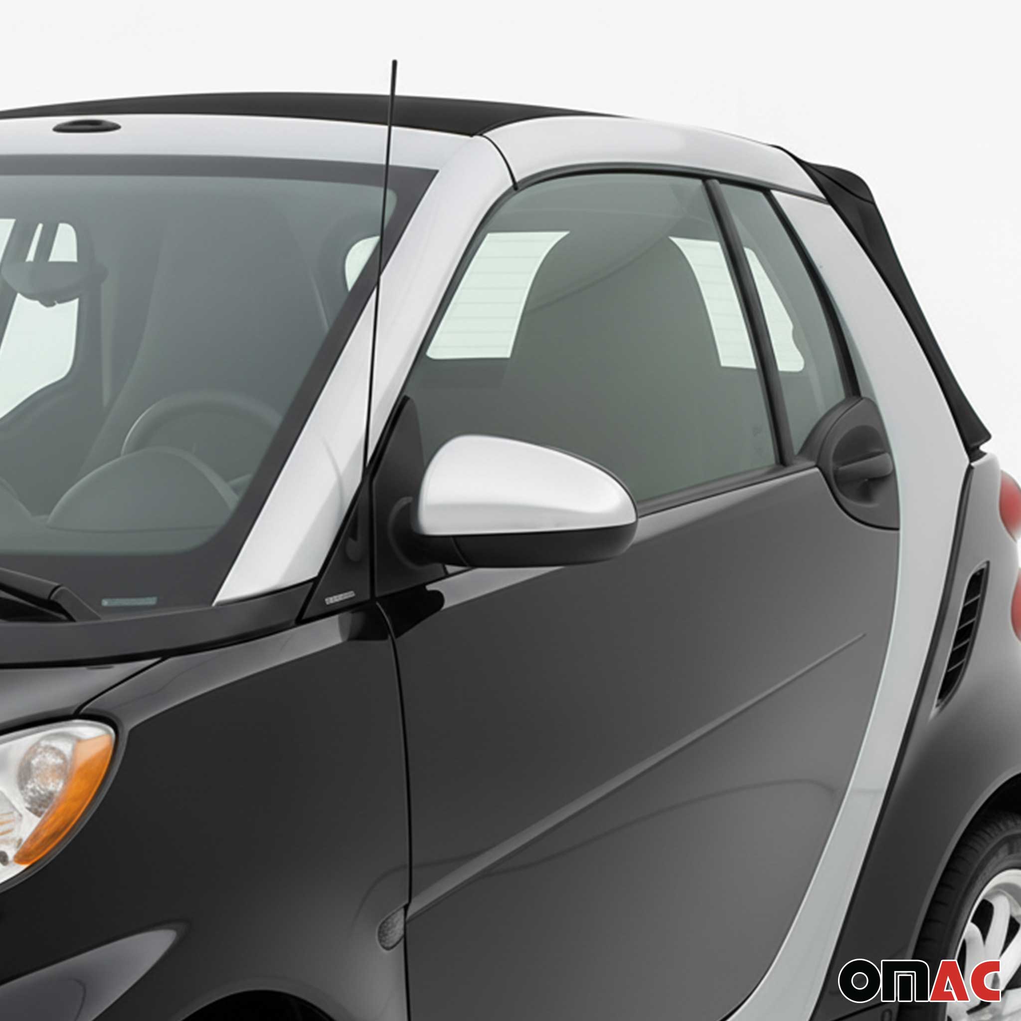 Spiegelkappen Spiegelabdeckung für Smart 451 2007-2015 Edelstahl Matt 2tlg