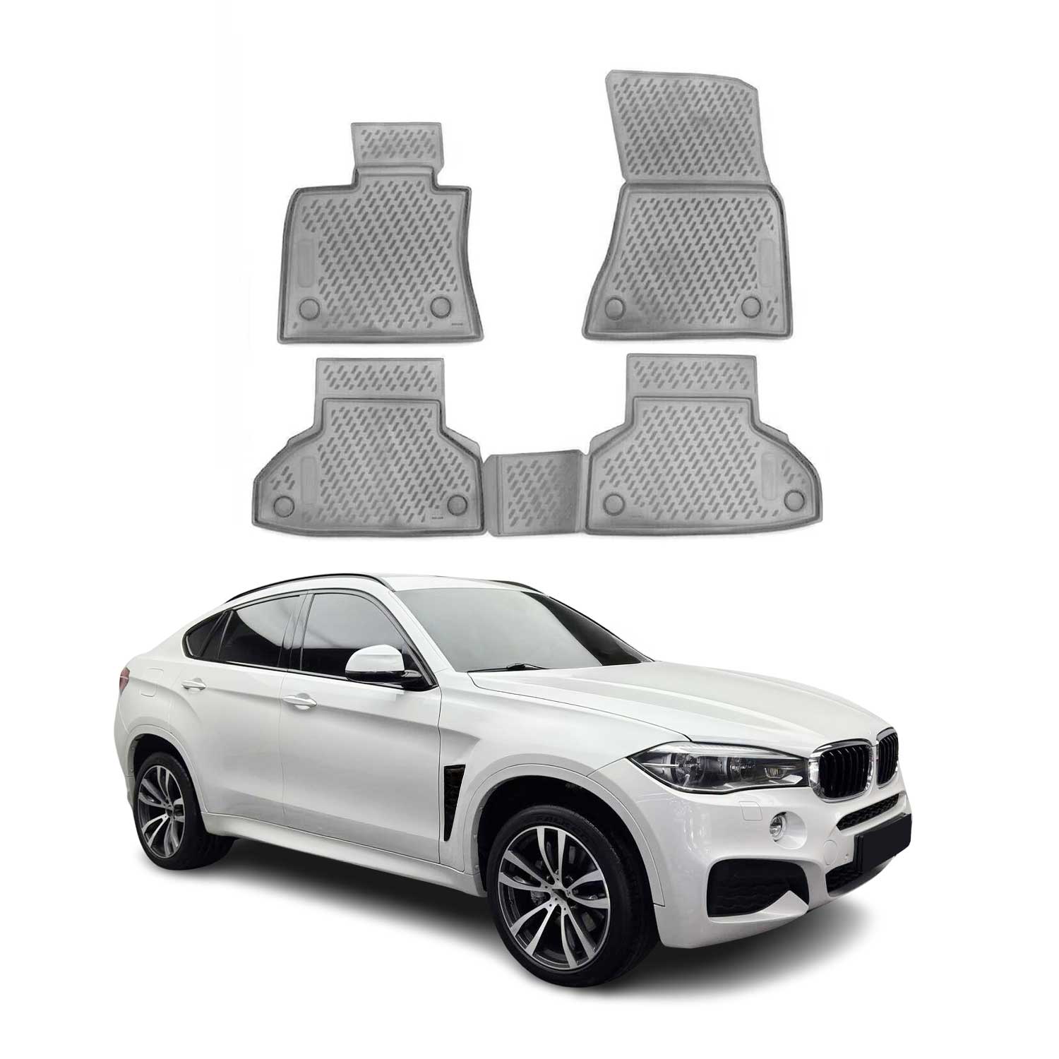 OMAC Gummimatten Fußmatten für BMW X6 F16 F86 2014-2019 TPE Automatten TPE Grau