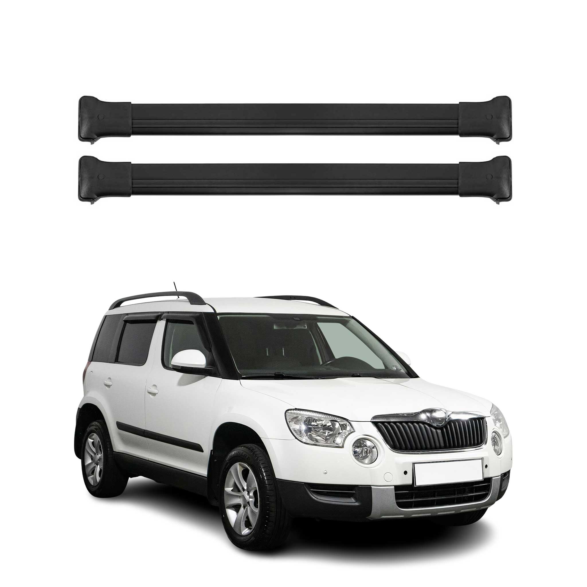 Dachträger Grundtäger für Skoda Yeti 2009-2017 75kg Aluminium Schwarz 2 tlg