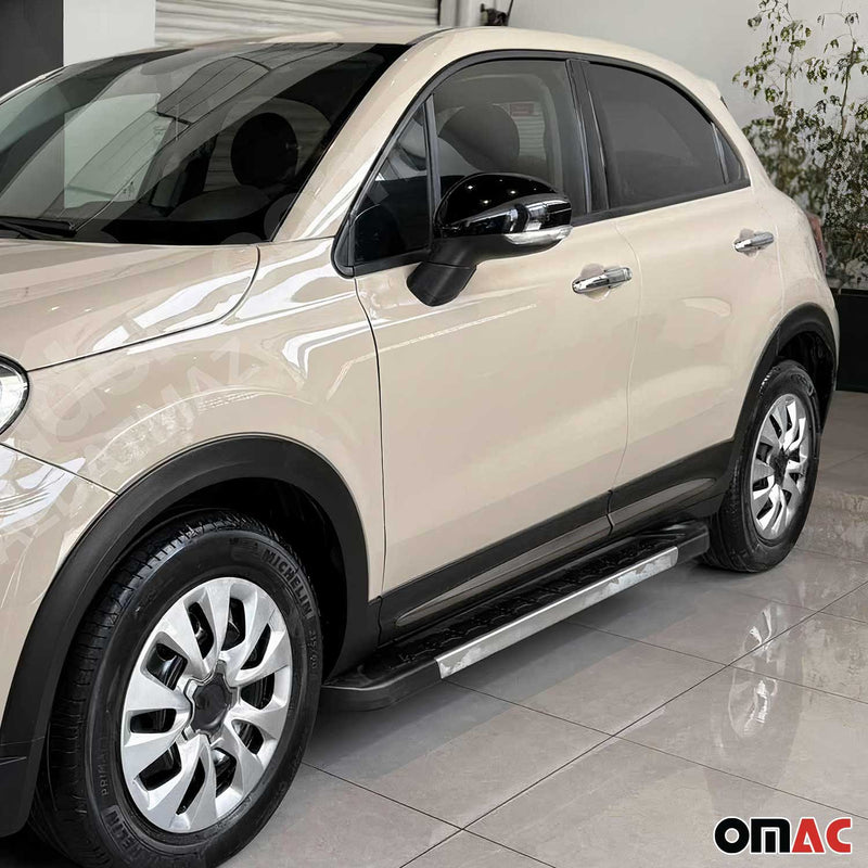 Seitentürleiste Türschutzleiste für Fiat 500X 2015-2025 Chrom Stahl Dunkel 4x