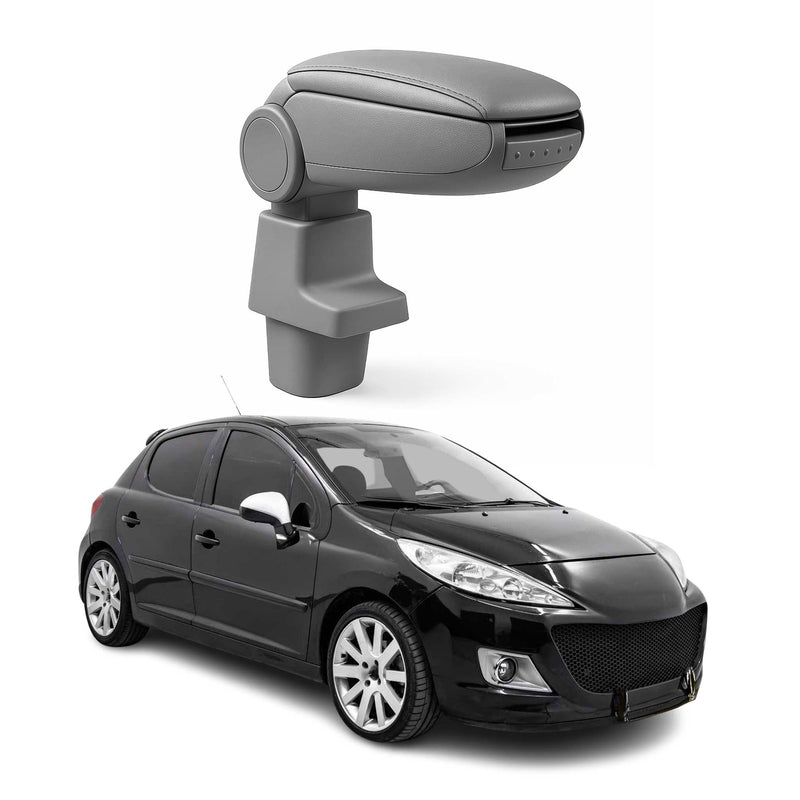 Mittelarmlehne Armlehne Mittelkonsole für Peugeot 207 2006-2015 PU-Leder Grau