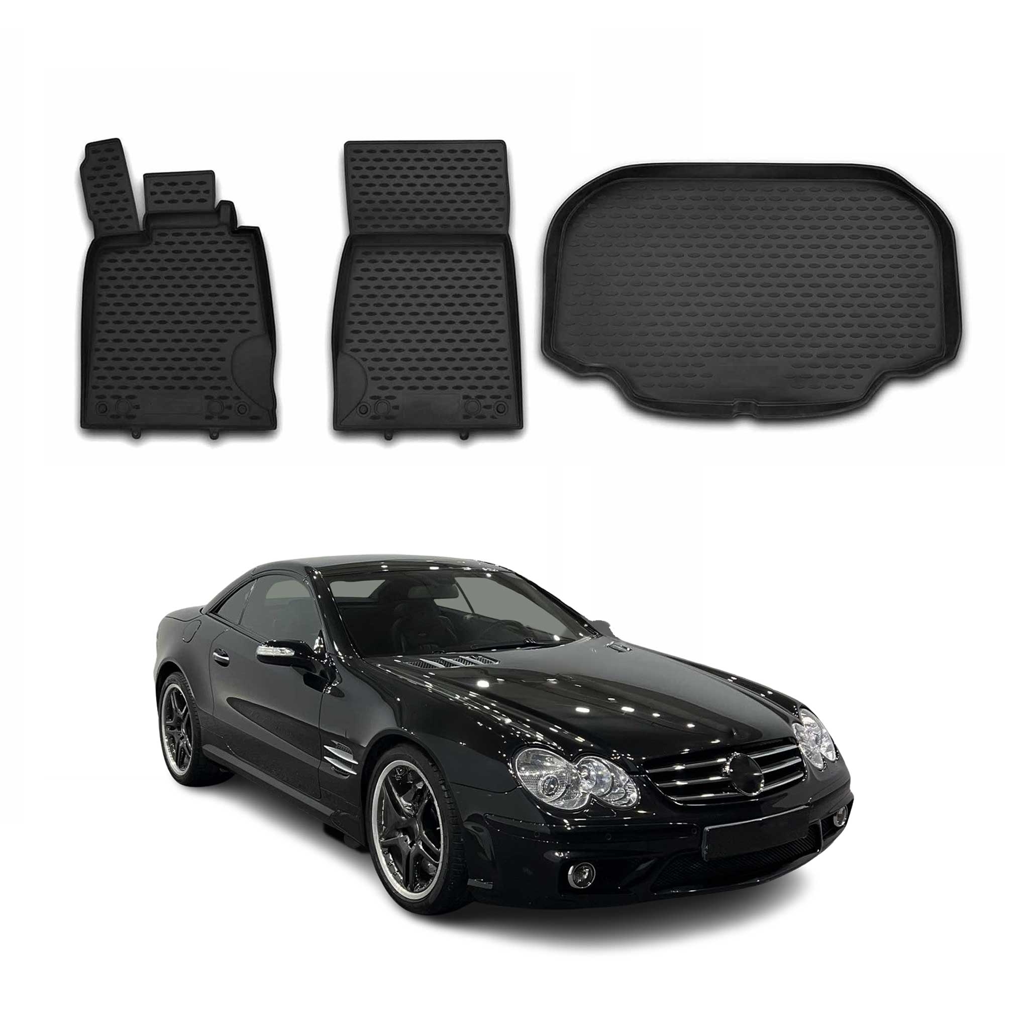Fußmatten & Kofferraumwanne für Mercedes SL Klasse R230 2008-2012 Gummi 3x