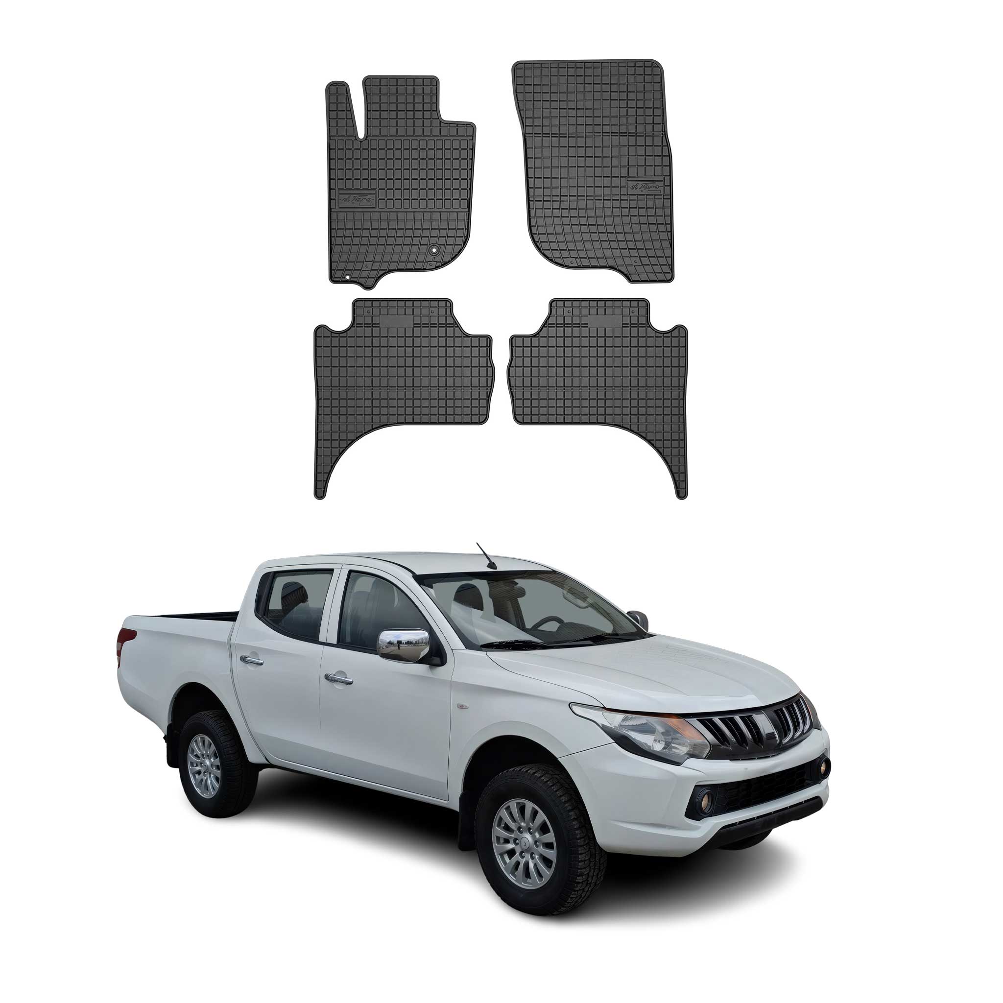 OMAC Gummi Fußmatten für Mitsubishi L200 2019-2026 Automatten Gummi Schwarz 4tlg