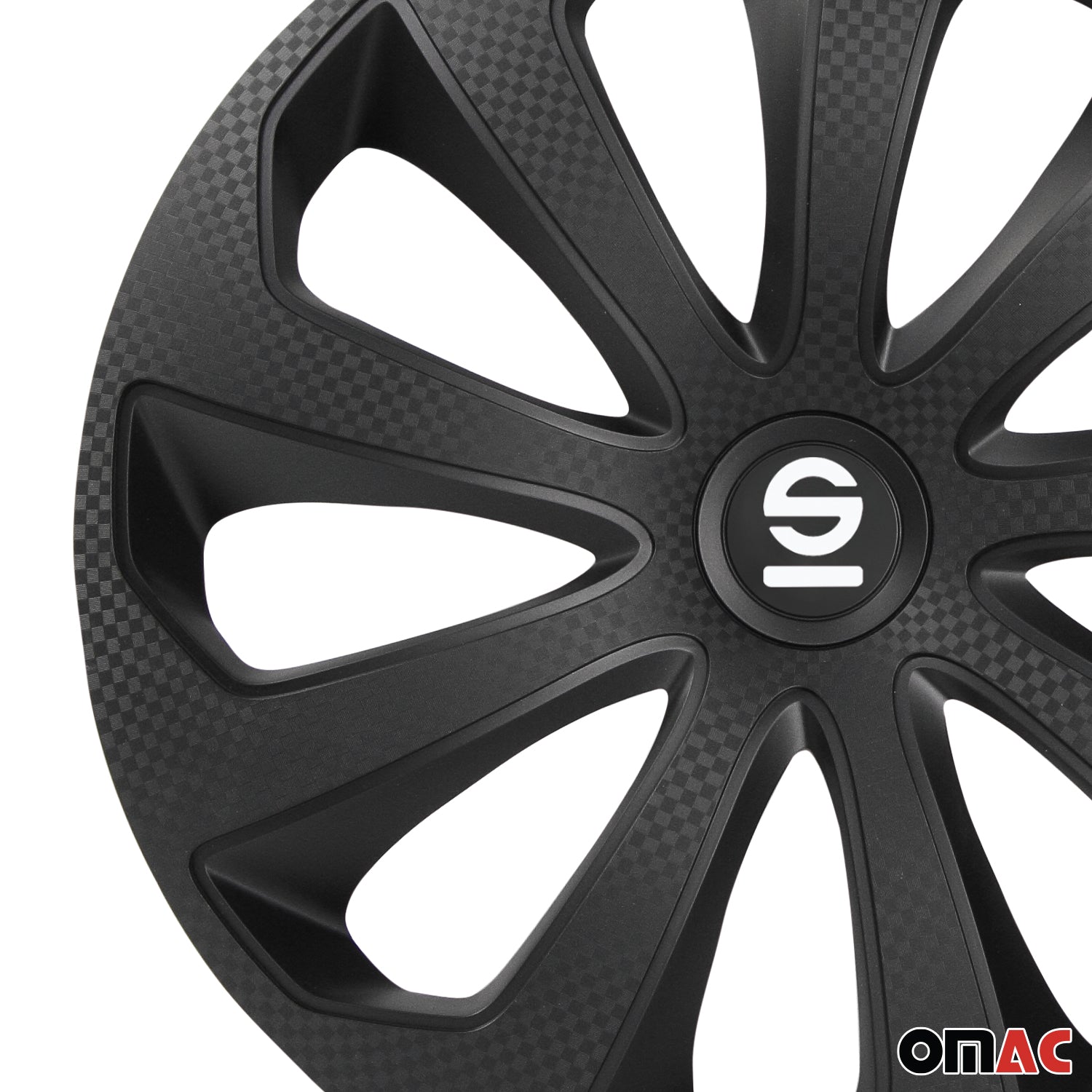 Radkappen Radzierblenden Sparco Sicilia 16" Zoll Abdeckung Set Schwarz Carbon 4x