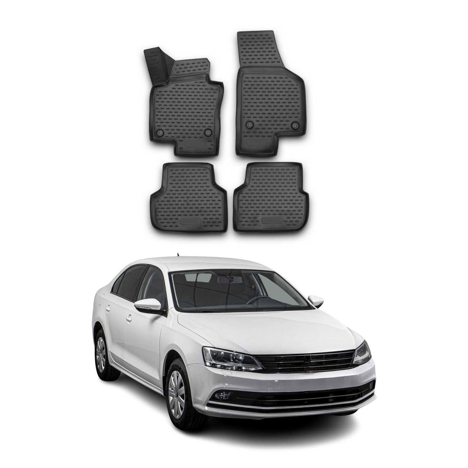 OMAC Gummimatten Fußmatten für VW Jetta 2010-2018 TPE Automatten Schwarz 4x
