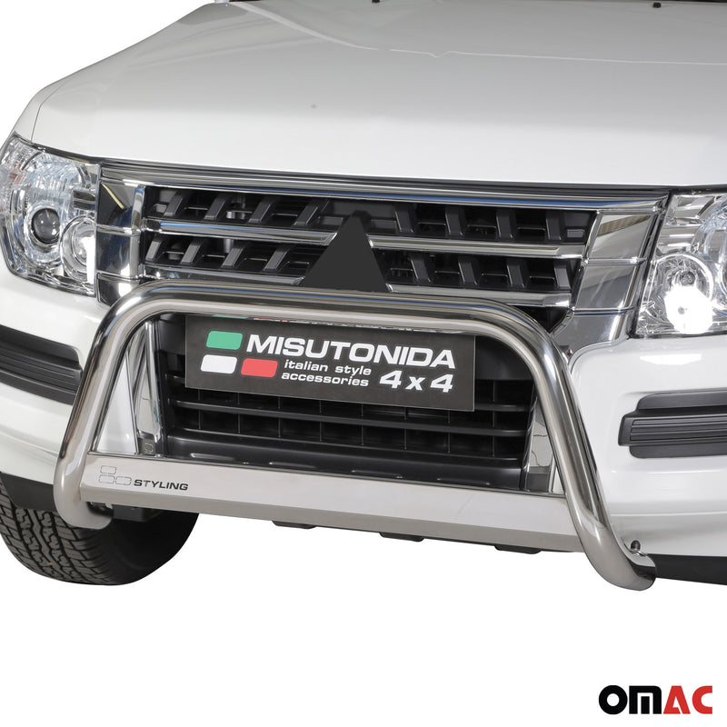 Frontbügel Frontschutzbügel für Mitsubishi Pajero 2015-2021 ø63mm Stahl Silber