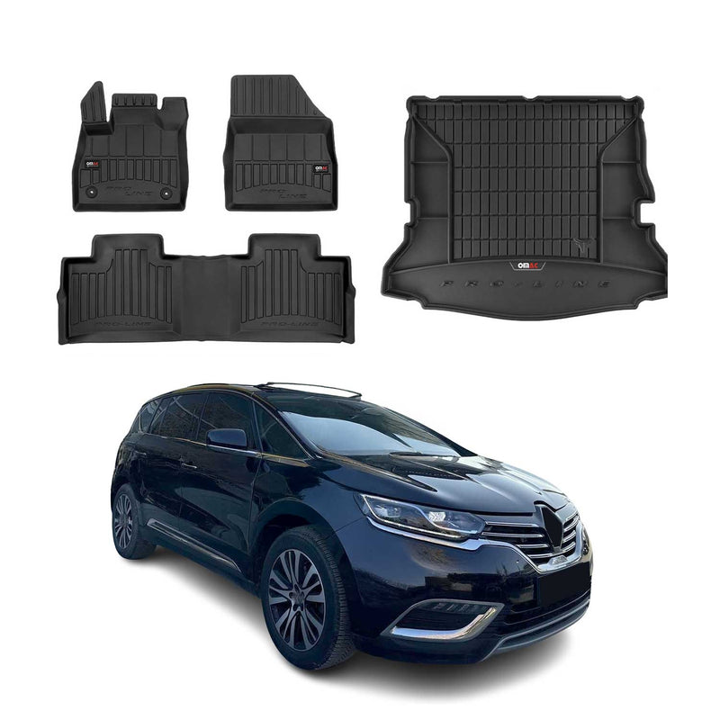 OMAC Fußmatten & Kofferraumwanne Set für Renault Espace 2015-2025 Gummi 4x