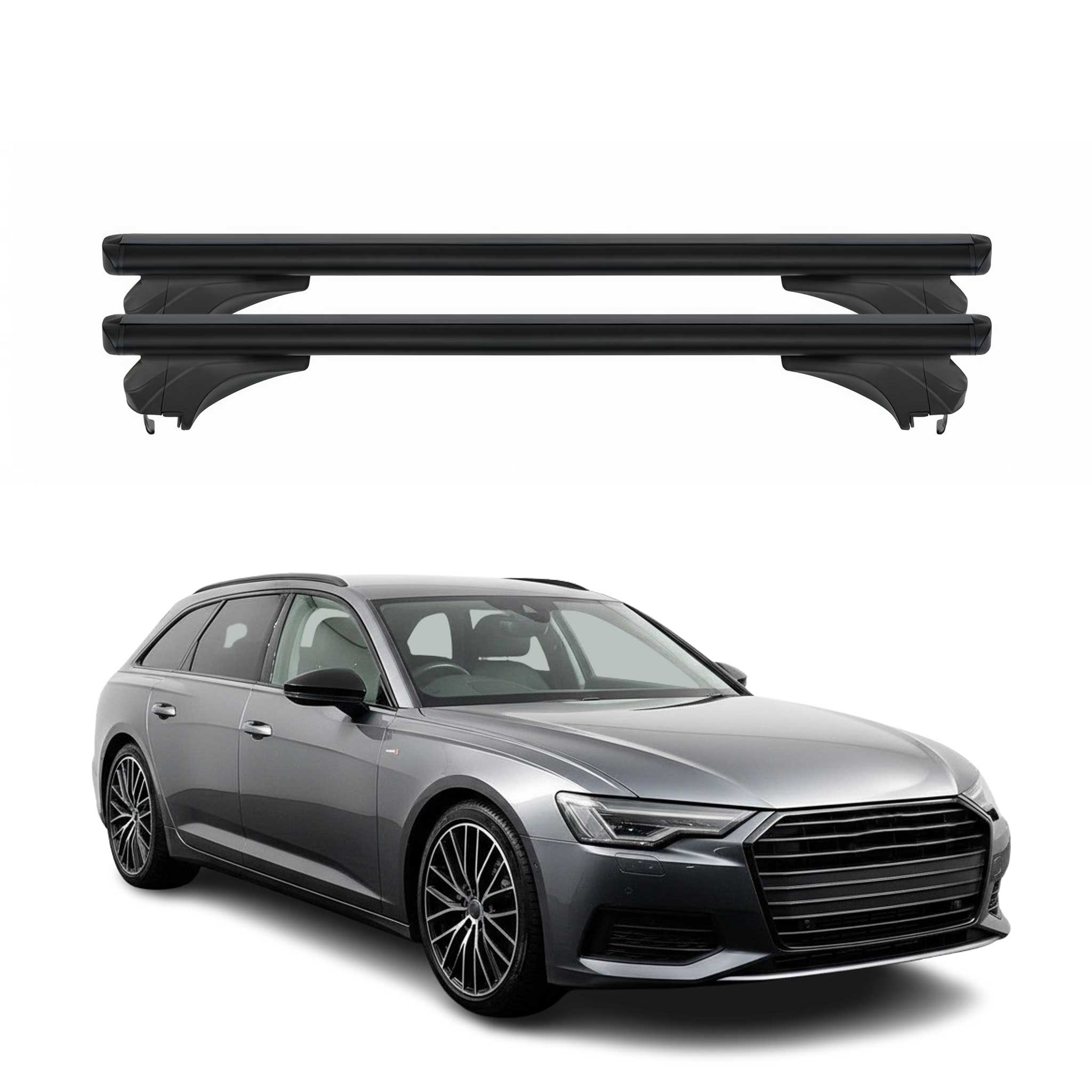 Menabo Dachträger Grundtäger für Audi A6 4A Avant 2018-2025 Aluminium Schwarz 2x