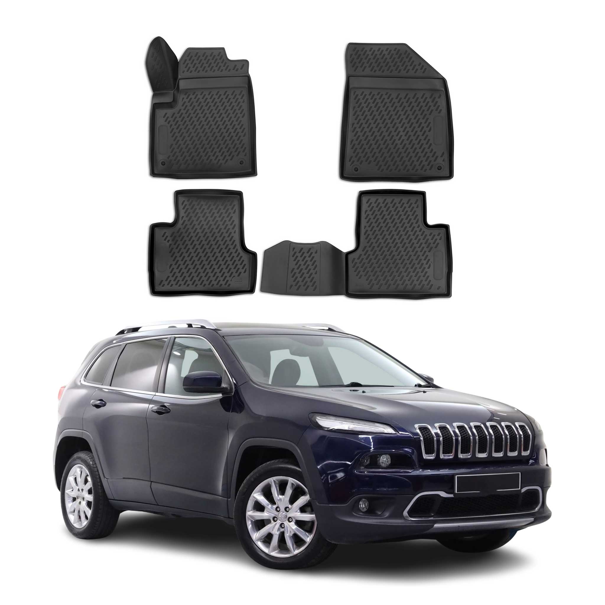 OMAC Gummimatten Fußmatten für Jeep Cherokee 2014-2024 TPE Automatten Schwarz 4x