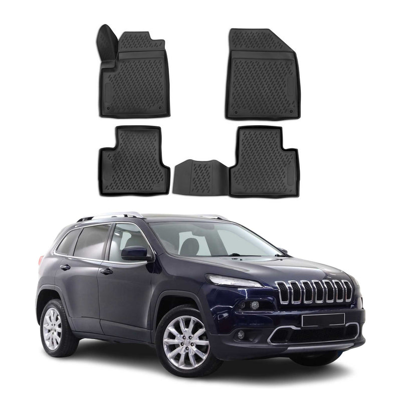 OMAC Gummimatten Fußmatten für Jeep Cherokee 2014-2024 TPE Automatten Schwarz 4x