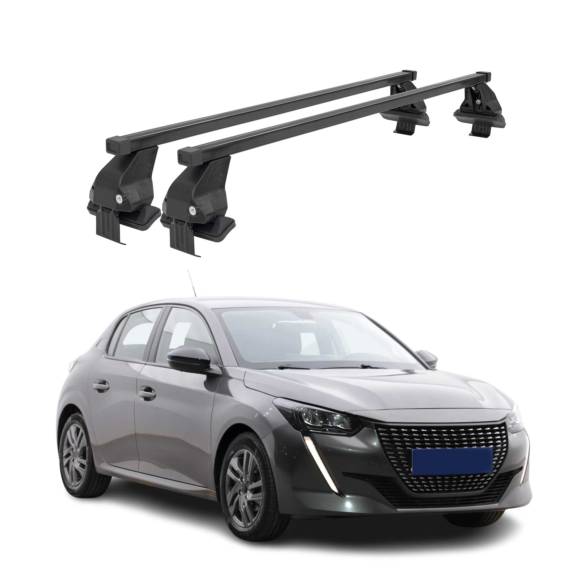 Menabo Dachträger Grundtäger für Peugeot 208 2019-2026 50kg Stahl Schwarz 2 tlg