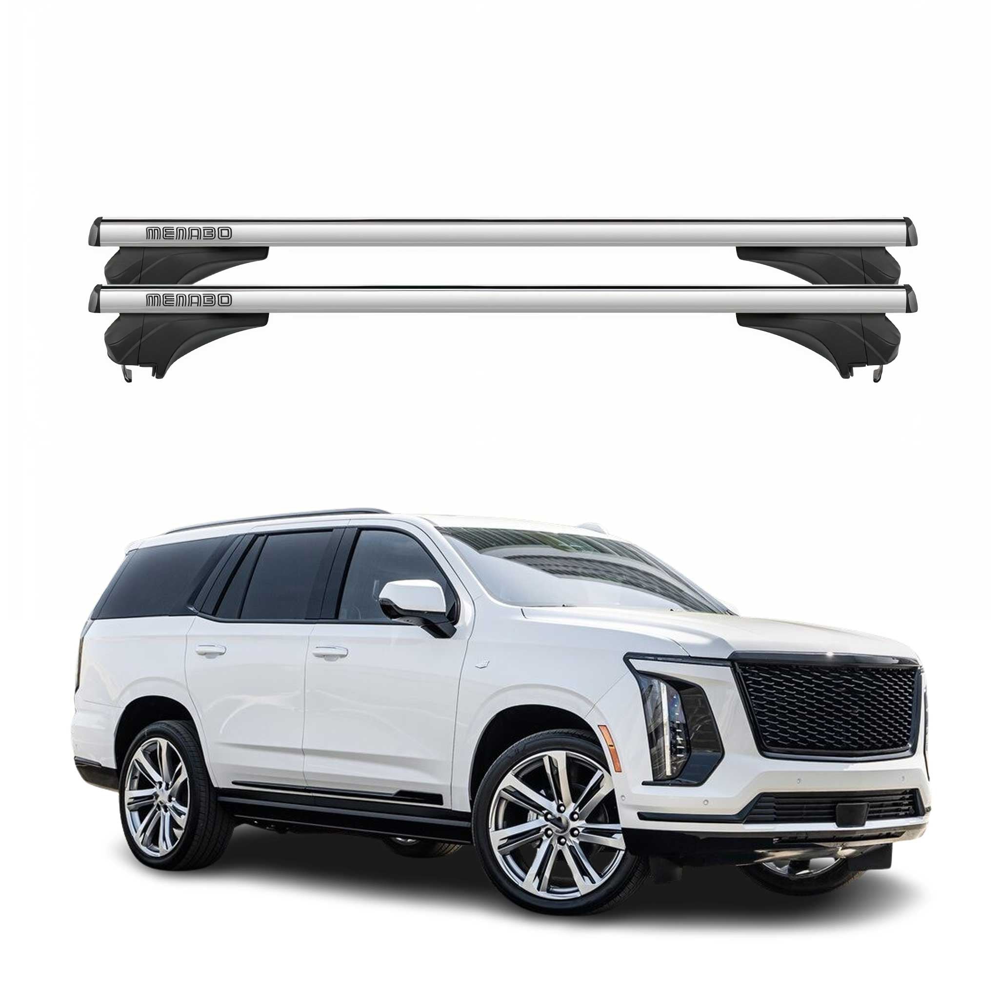Menabo Dachträger Grundtäger für Cadillac Escalade V 2021-2026 Alu Silber 2 tlg
