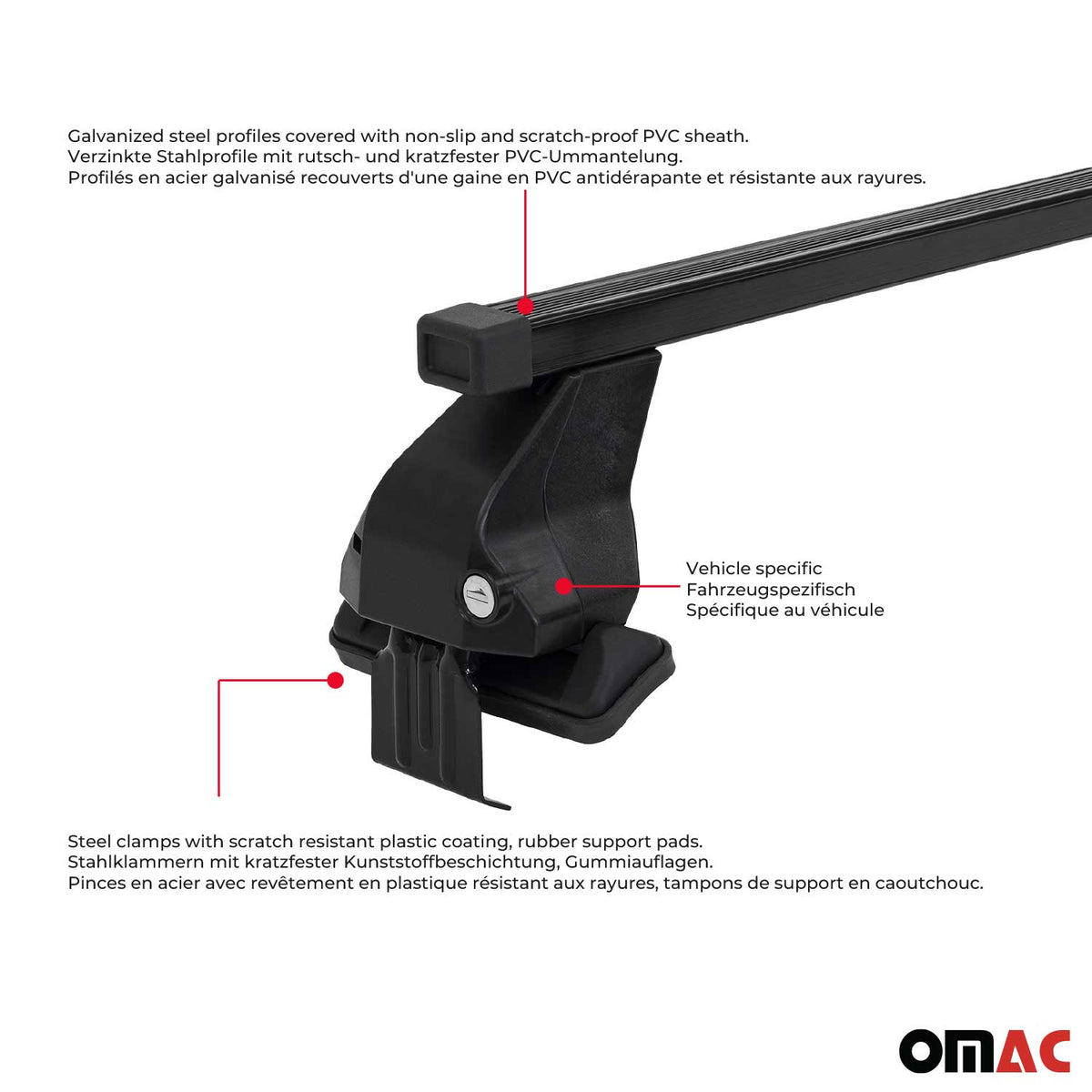 Menabo Dachträger Grundtäger für Ford C-Max 2010-2019 50kg Stahl Schwarz 2 tlg