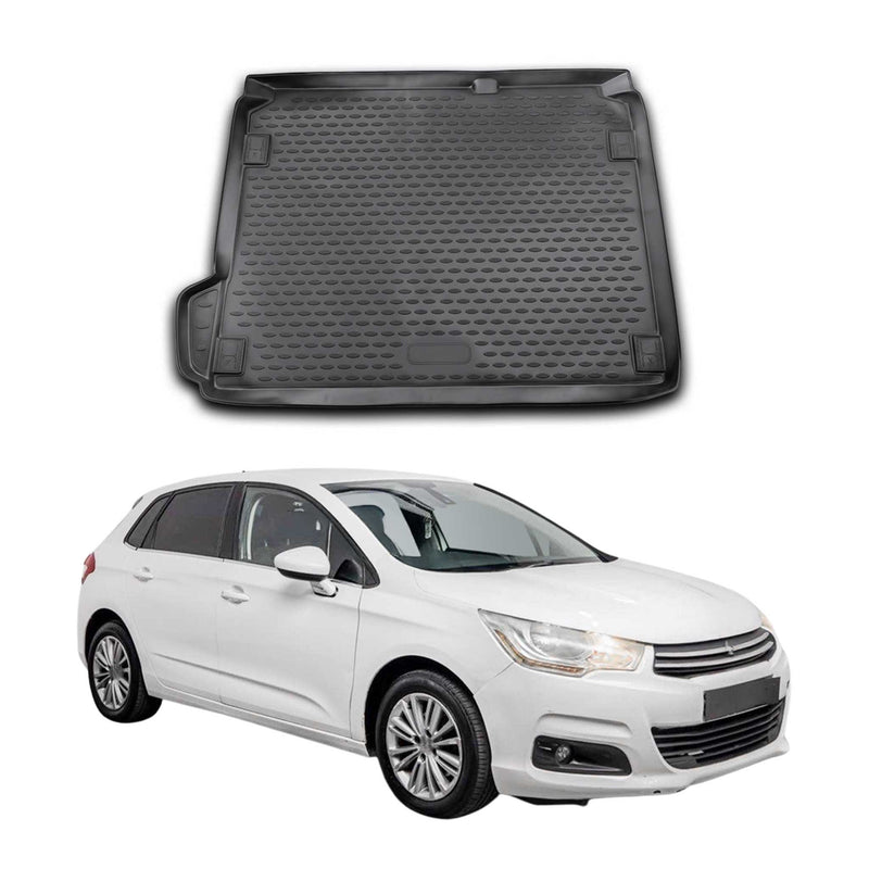 Kofferraummatte Kofferraumwanne für Citroen C4 2010-2021 Gummi TPE Schwarz