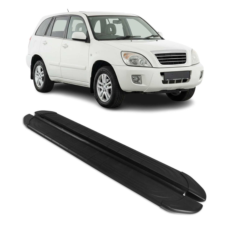 Trittbretter Seitenschweller für Chery Tiggo 2006-2013 Aluminium Schwarz 2tlg