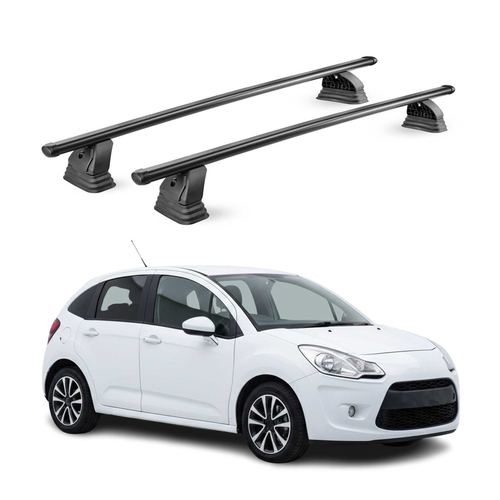 Stahl Dachträger für Citroen C3 II 2009-2016 TÜV Abschließbar 2tlg Schwarz