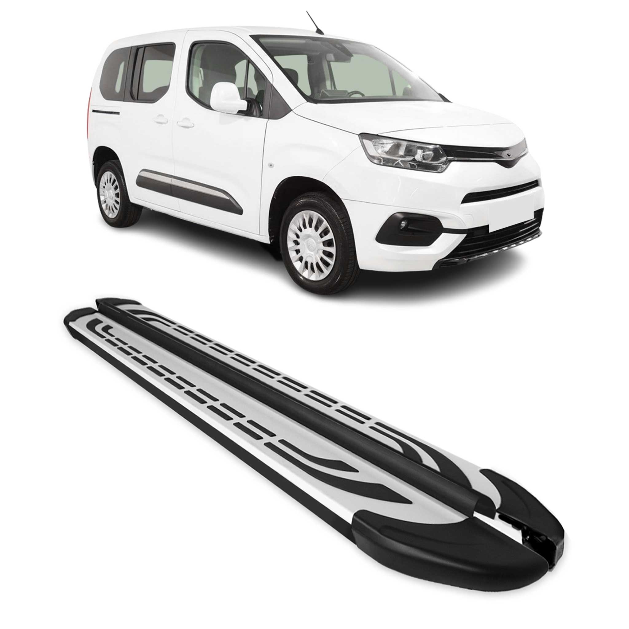 Trittbretter Seitenschweller für Toyota Proace City 2019-26 Kombi L1 Alu Schwarz