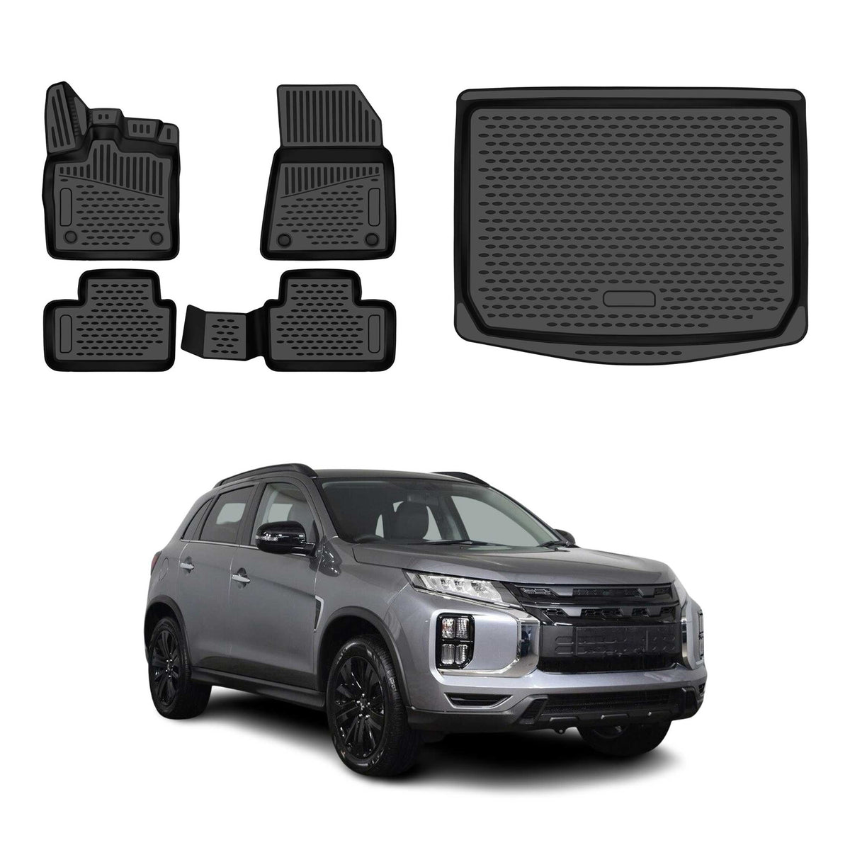 OMAC Fußmatten & Kofferraumwanne Set für Mitsubishi ASX mk2 2023-2026