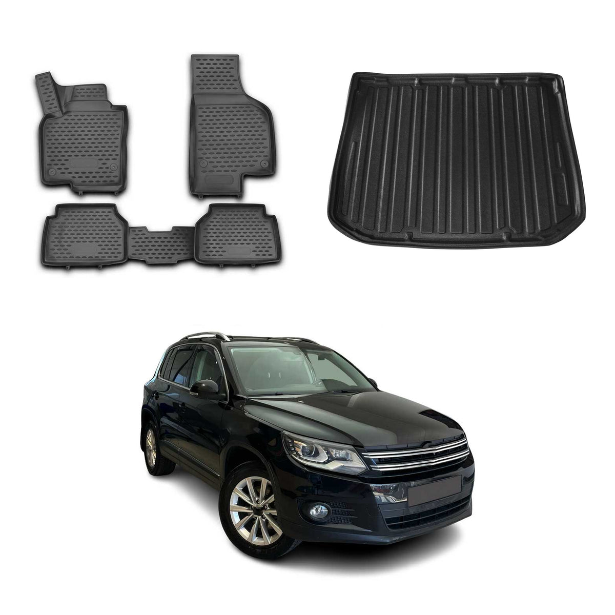 OMAC Fußmatten & Kofferraumwanne Set für VW Tiguan mk1 2007-2016