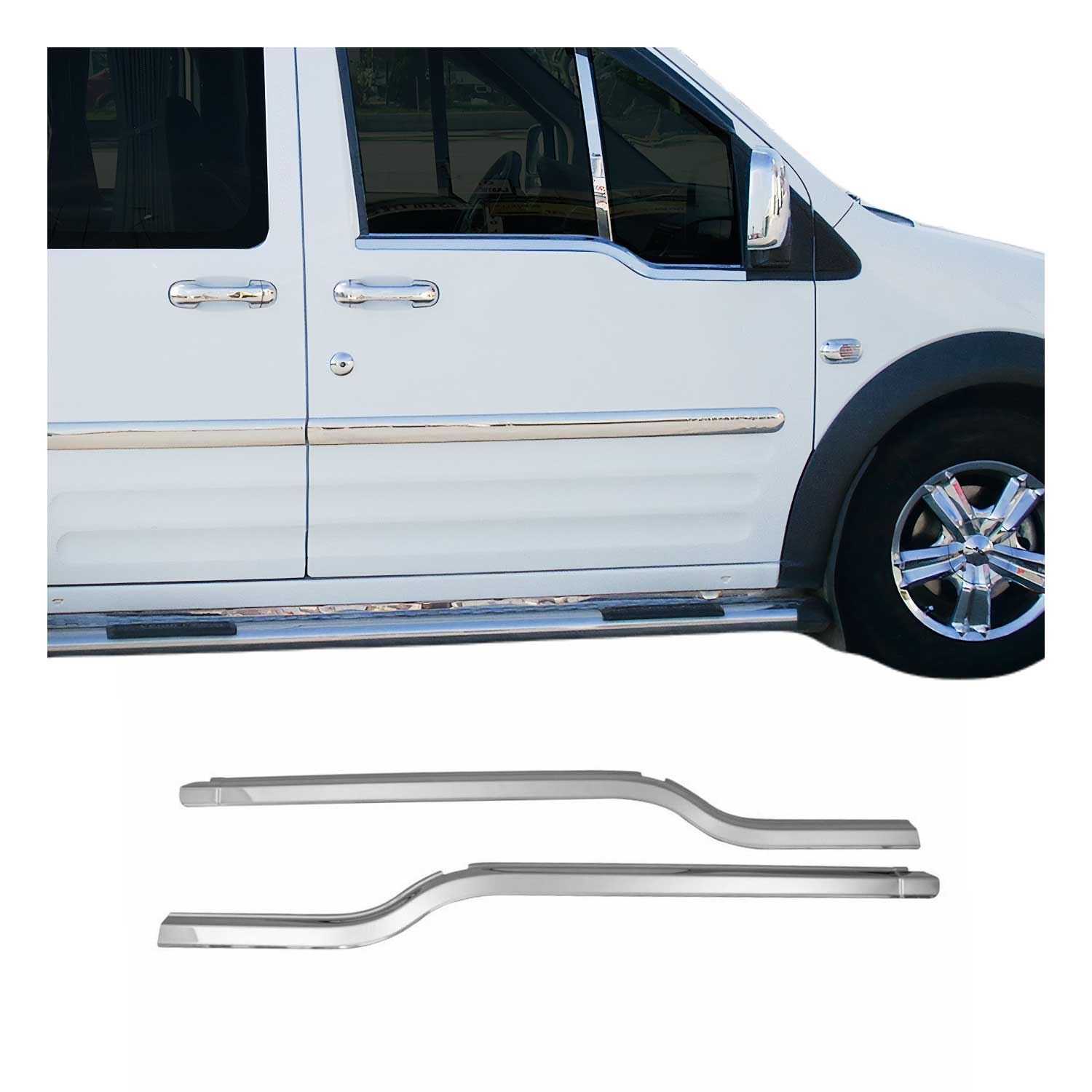 Fensterleisten Zierleisten für Ford Connect Tourneo Transit 2002-2014 Chrom 2x