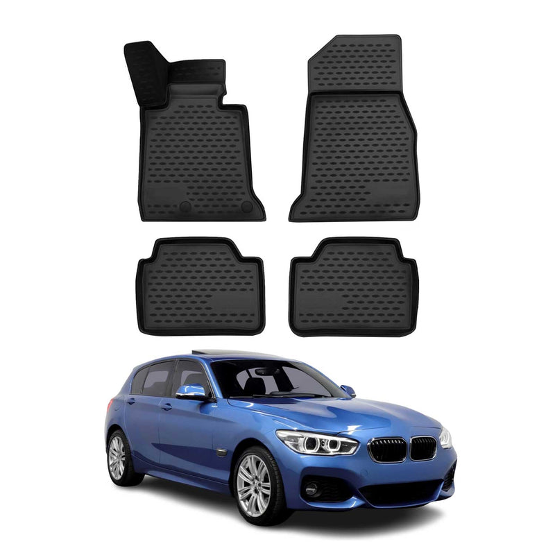 OMAC Gummimatten Fußmatten für BMW 1er F20 5tür 2011-2019 TPE Matten Schwarz 4x