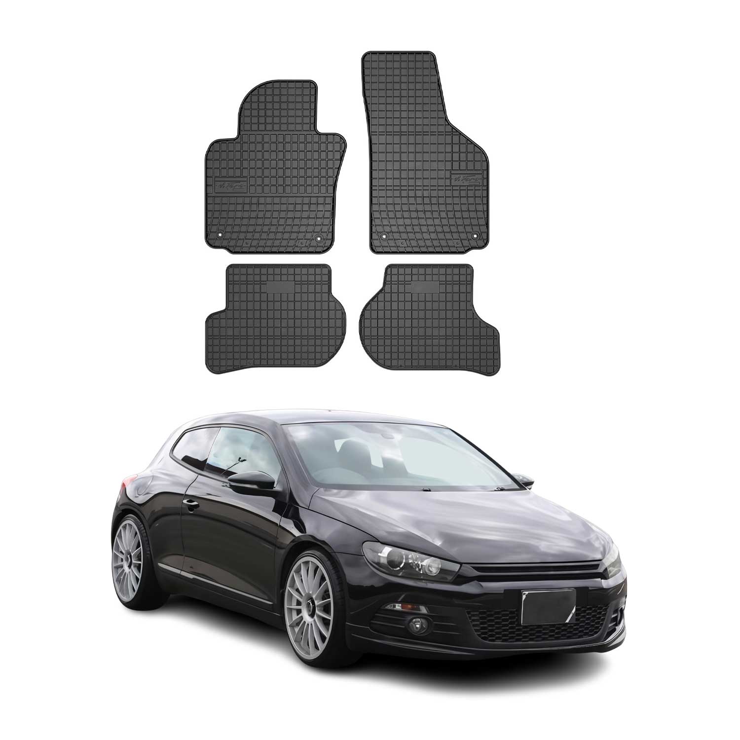 OMAC Gummi Fußmatten für VW Scirocco 2008-2017 Automatten Gummi TPE Schwarz 4tlg