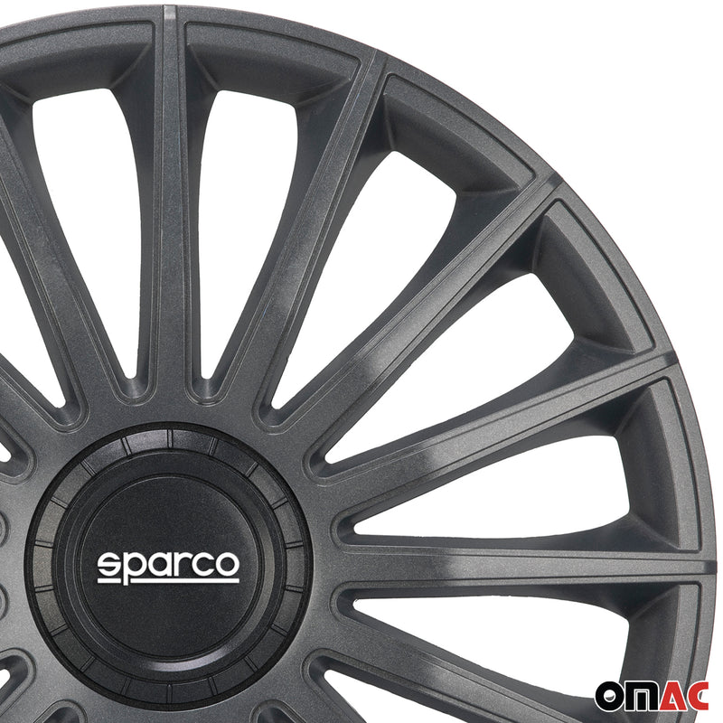 Radkappen Radzierblenden Sparco Treviso 16" Zoll Auto Abdeckung Set Grau 4x