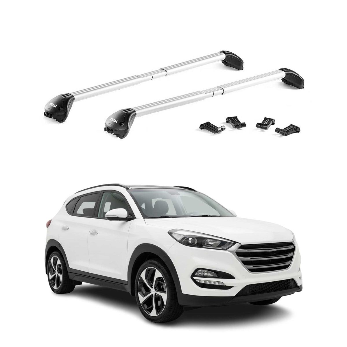 Dachträger für Hyundai Tucson III 2016-2017 Pre-FL 100kg Alu Silber 2 tlg ABE