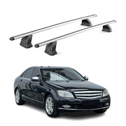 Alu Dachträger für Mercedes C Klasse W204 2008-2014 TÜV T-Nut 75 kg 2tlg Silber