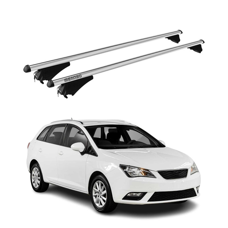 Menabo Dachträger Grundtäger für Seat Ibiza mk4 2008-2017 75kg Alu Silber 2 tlg