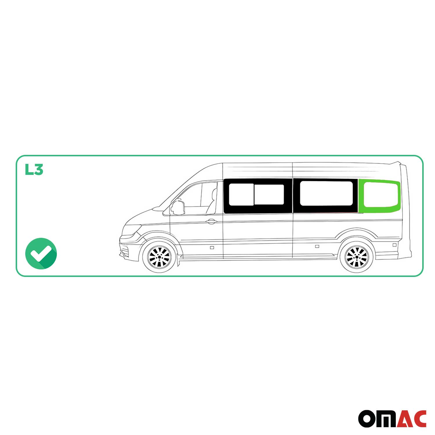 Seitenfenster Sicherheitsglas für MAN TGE 2017-2026 Auto Links L3 Schwarz