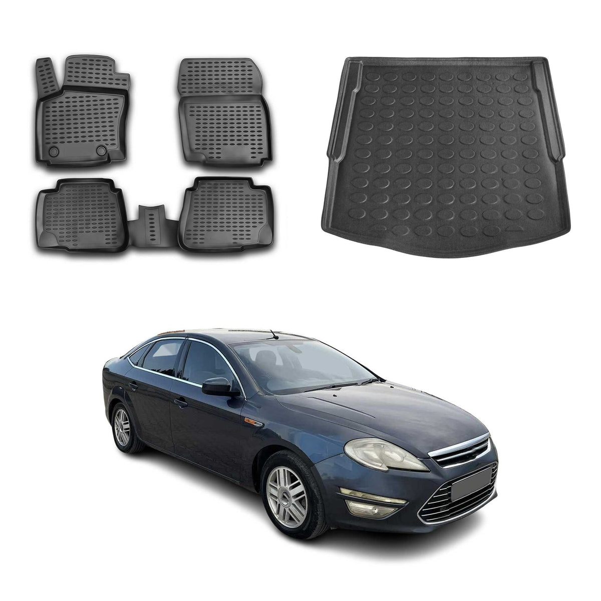 OMAC Fußmatten & Kofferraumwanne Set für Ford Mondeo mk4 Liftback 2007-2014