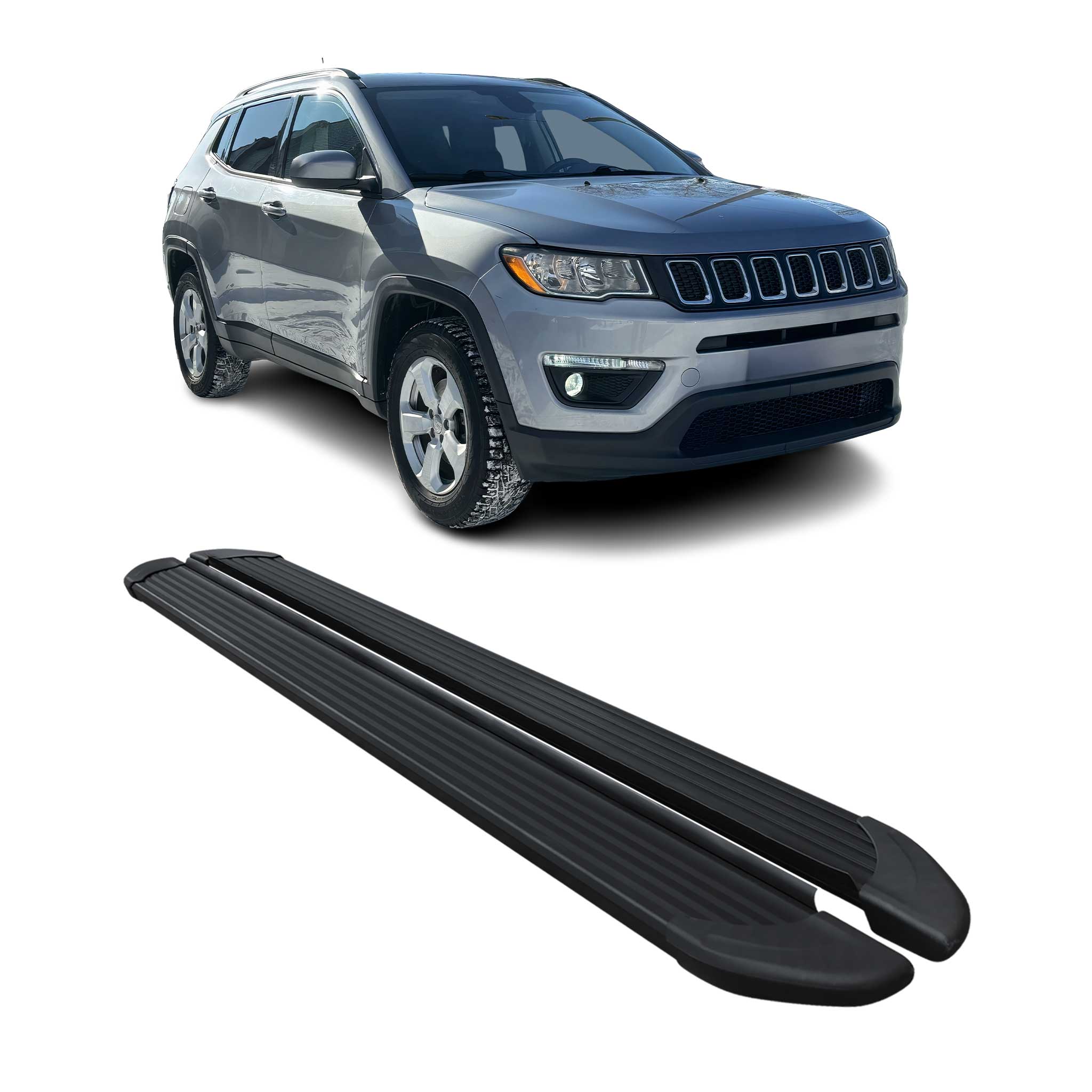 Seitenschweller Trittbretter Schweller für Jeep Compass 2017-2024 Alu Schwarz