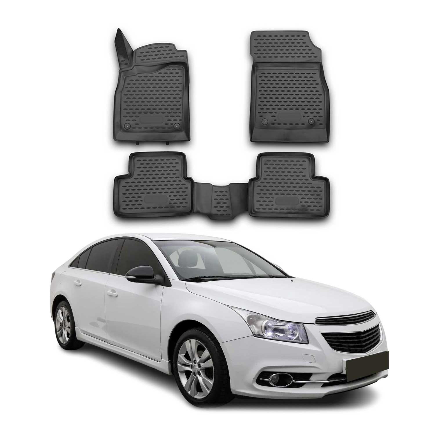 OMAC Gummimatten Fußmatten für Chevrolet Cruze 2009-2015 TPE Matten Schwarz 4x