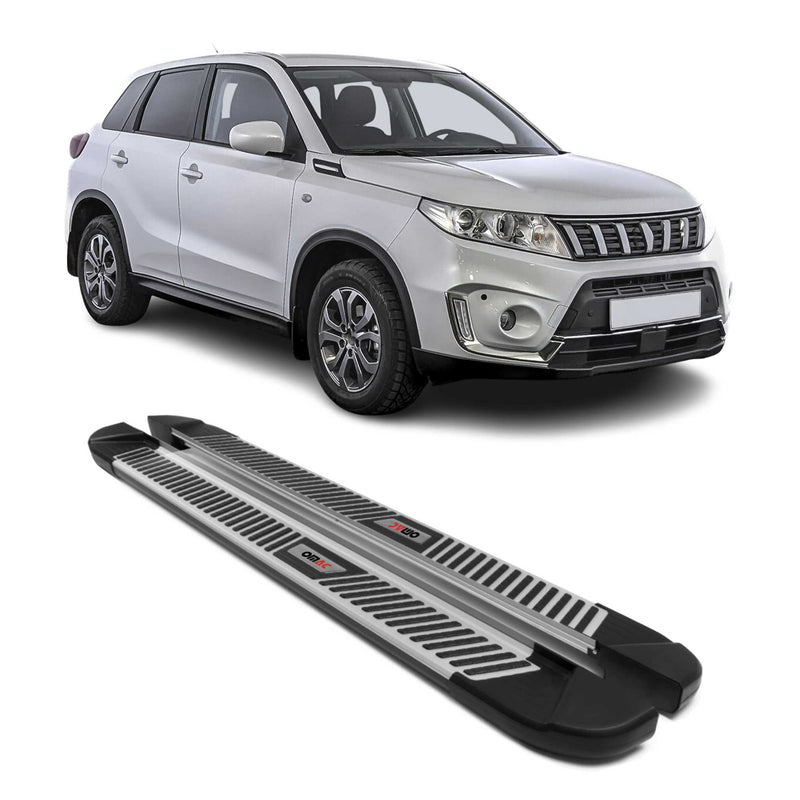 Trittbretter Seitenbretter Seitenschweller für Suzuki Vitara 2015-25 Alu Schwarz