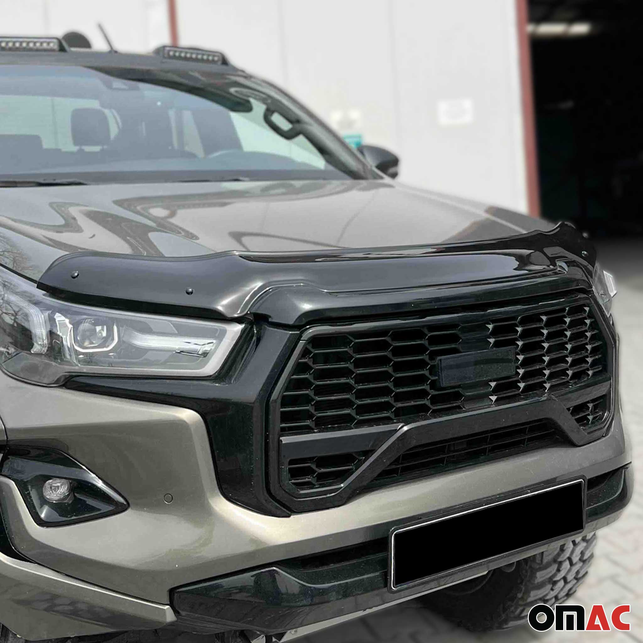 Motorhaube Deflektor Insekten für Toyota Hilux VIII 2021-26 Facelift ABS Schwarz