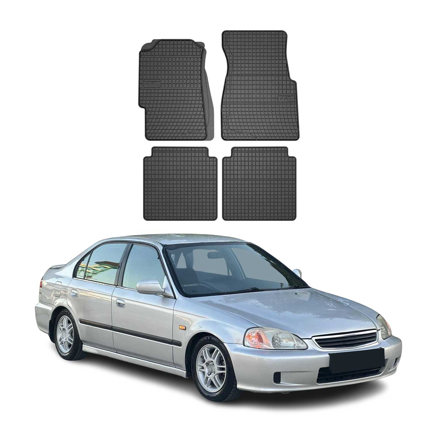 OMAC Gummi Fußmatten für Honda Civic 4D SD 1995-2001 Automatten Gummi Schwarz 4x